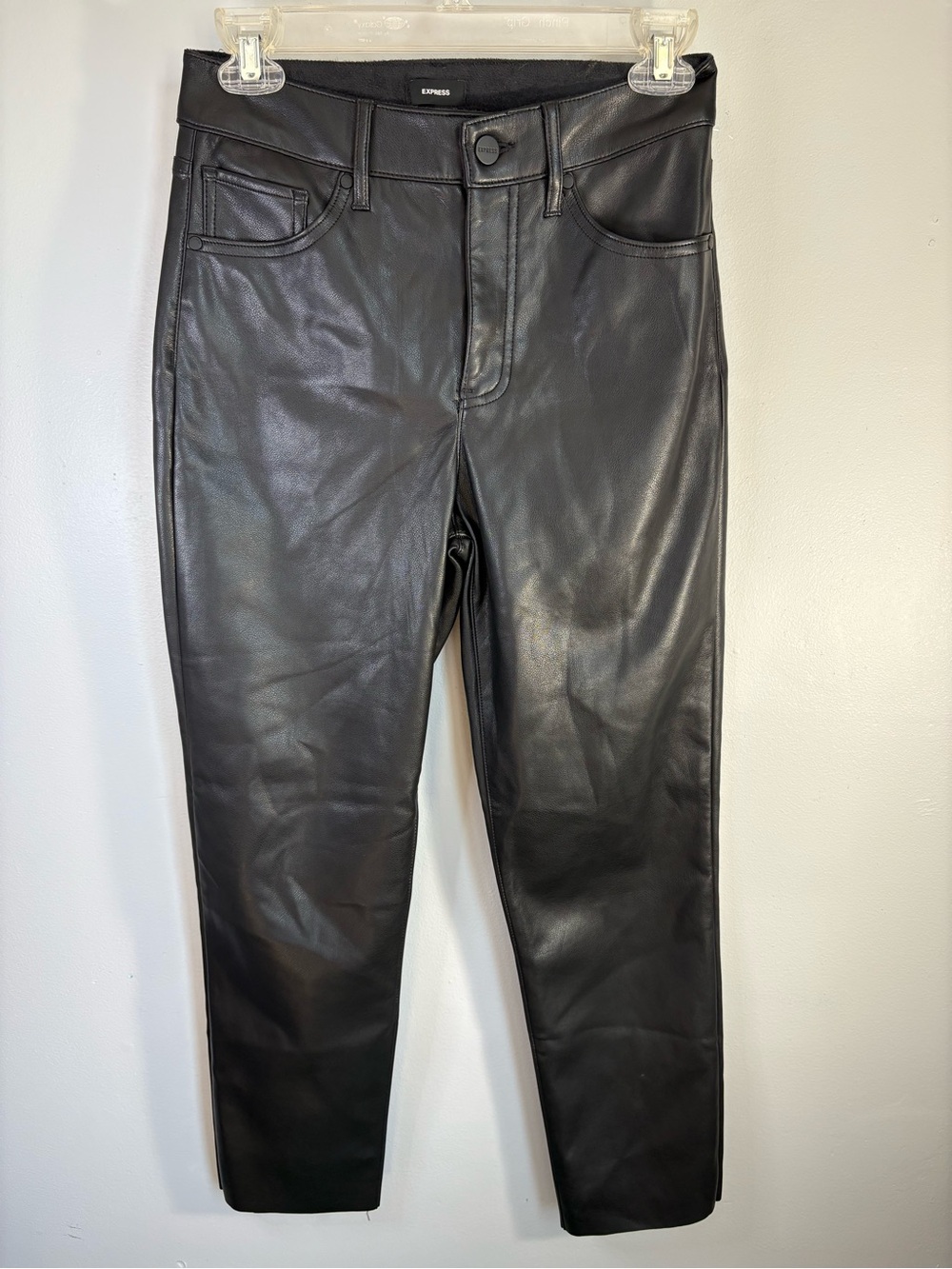Express Women’s Faux Leather Skinny Jeans in Black